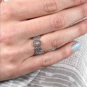 Silver Crystal Circle Ring